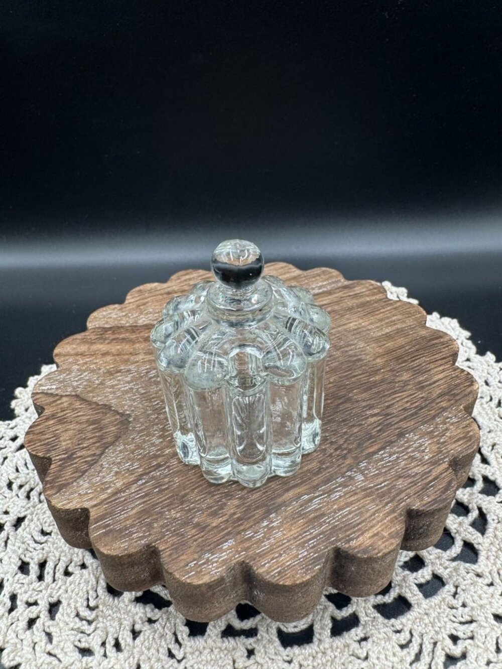 Vintage Heisey Crystolite #1503 Glass Mustard Jar Covered Condiment
